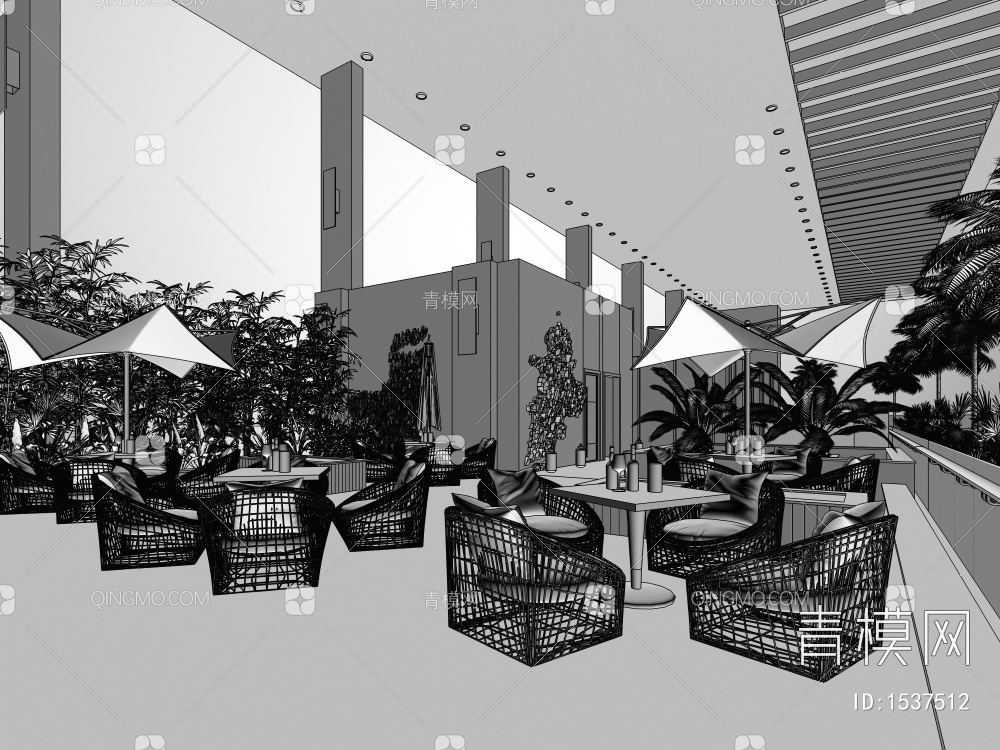 屋顶餐厅3D模型下载【ID:1537512】