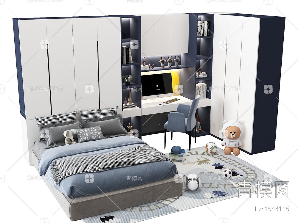 儿童卧室家具3D模型下载【ID:1544115】