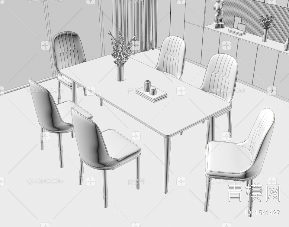 大理石餐桌椅3D模型下载【ID:1541427】