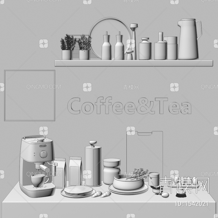 咖啡摆件 咖啡机 餐具3D模型下载【ID:1542021】