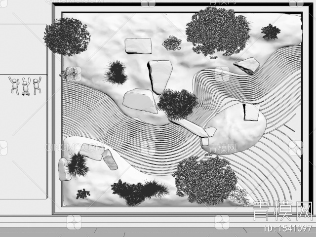 景观小品，植物造景3D模型下载【ID:1541097】
