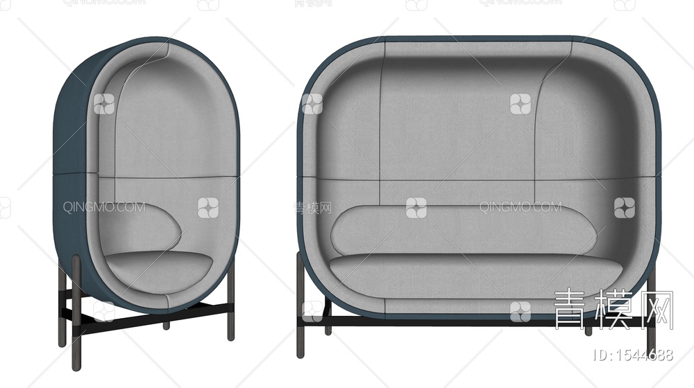卡座沙发 休闲椅 卡座 休闲沙发 组合沙发SU模型下载【ID:1544688】
