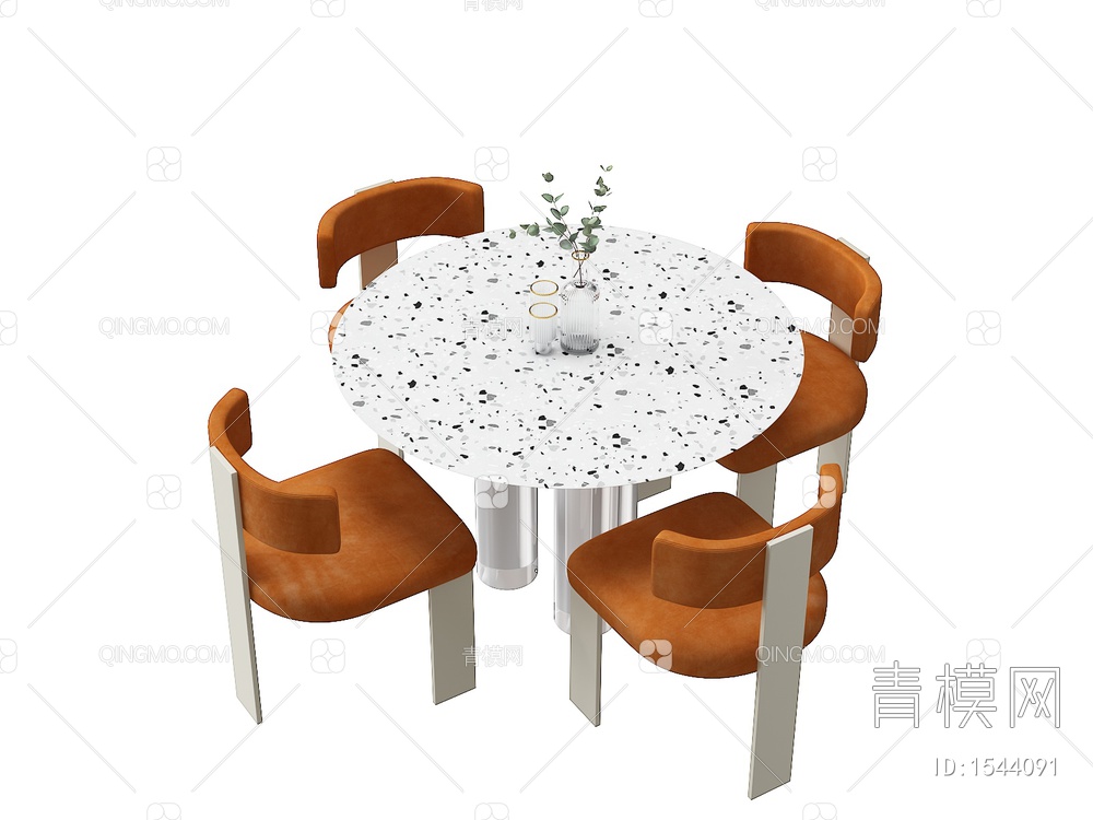 四人位餐桌椅3D模型下载【ID:1544091】