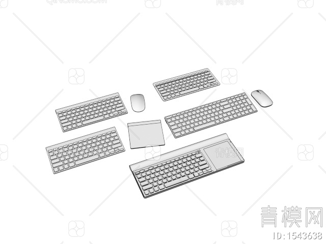电脑配件 键盘鼠标3D模型下载【ID:1543638】