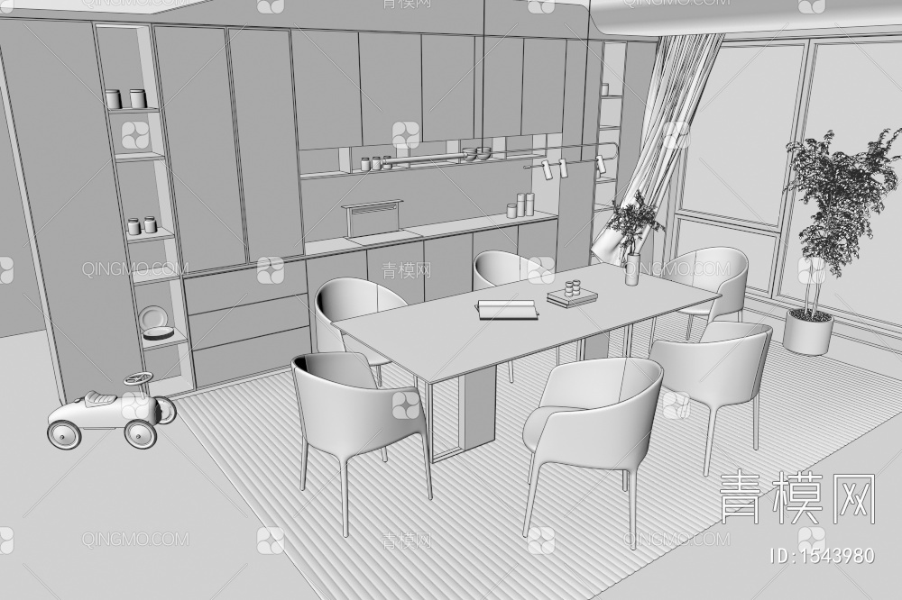 餐桌椅3D模型下载【ID:1543980】