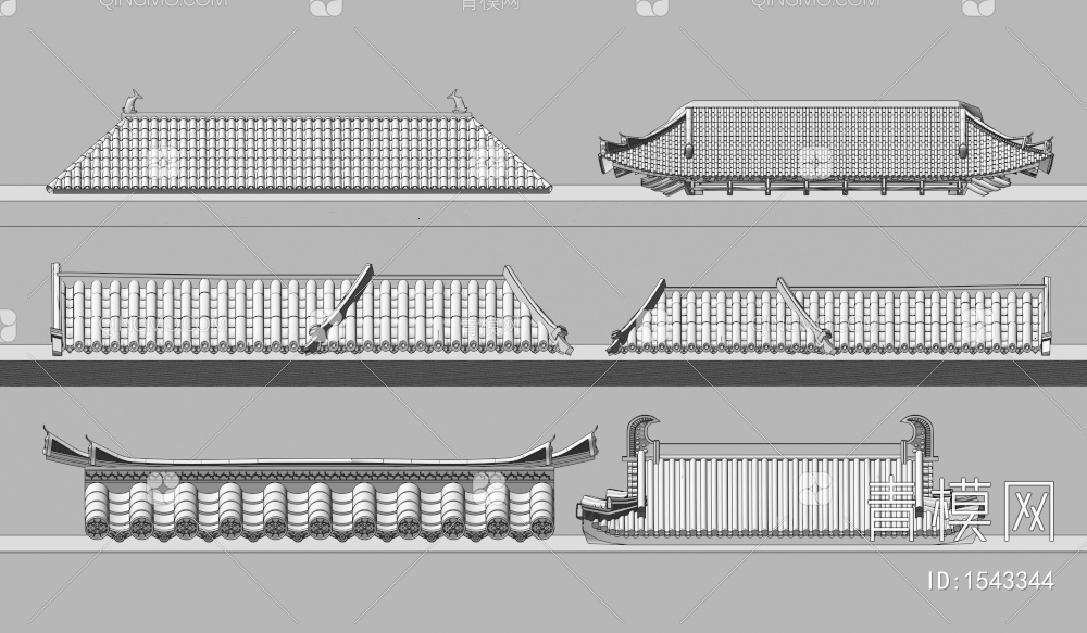 屋檐 屋顶 瓦片3D模型下载【ID:1543344】