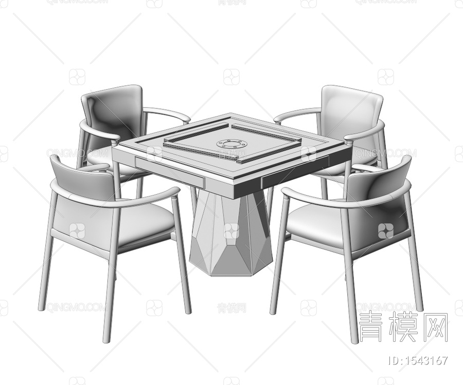 麻将桌椅3D模型下载【ID:1543167】