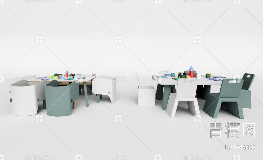 儿童桌椅组合SU模型下载【ID:1546305】