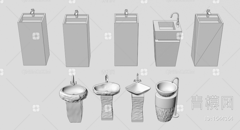 石柱洗手池 洗手台 台盆3D模型下载【ID:1544364】
