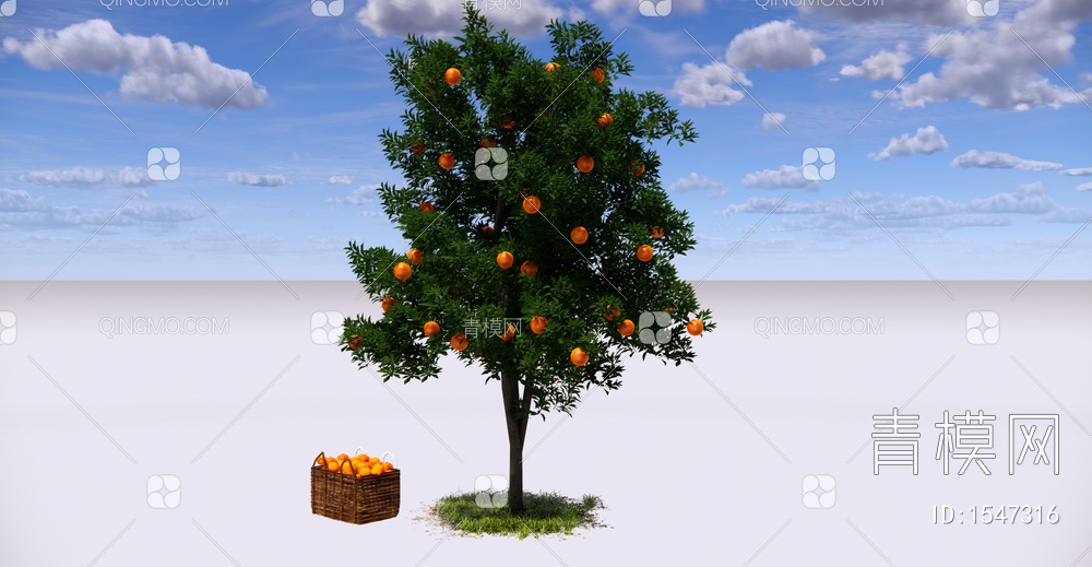 乔木 景观树 庭园果树 橘子树 橙子树 柑橘树SU模型下载【ID:1547316】