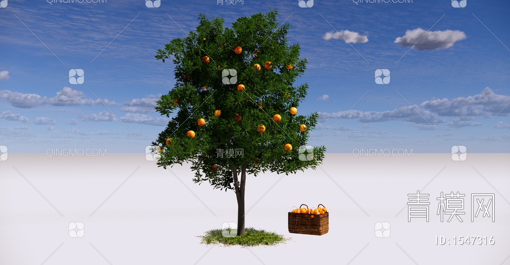 乔木 景观树 庭园果树 橘子树 橙子树 柑橘树SU模型下载【ID:1547316】