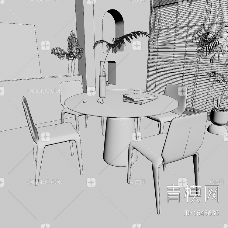 圆形餐桌椅3D模型下载【ID:1545630】