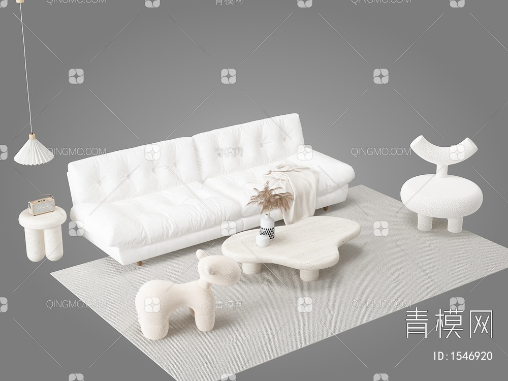 沙发茶几组合3D模型下载【ID:1546920】