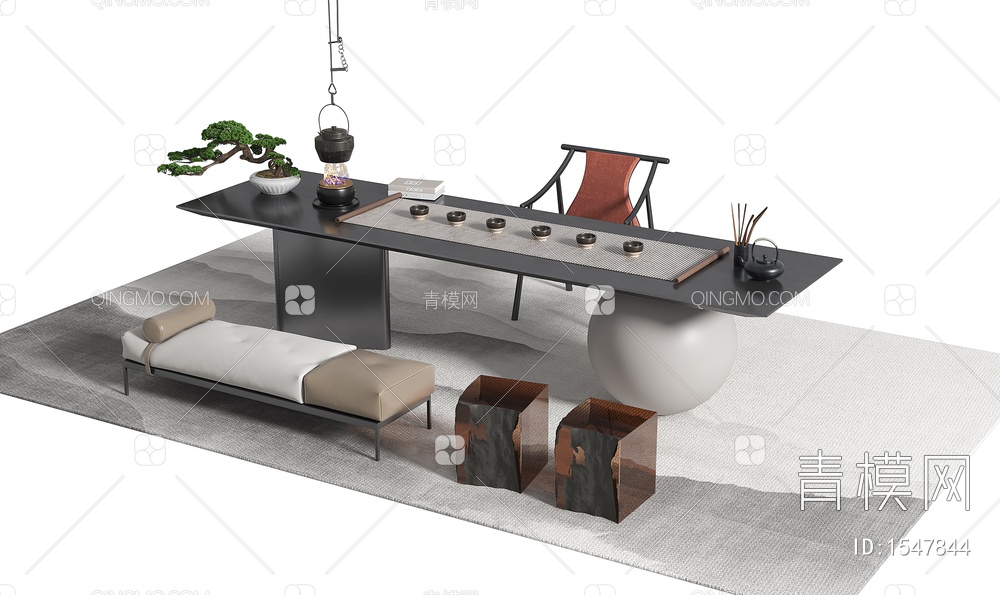 茶桌椅3D模型下载【ID:1547844】