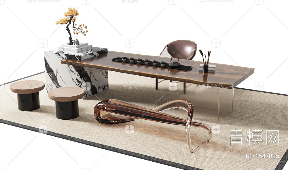 茶桌椅3D模型下载【ID:1547835】