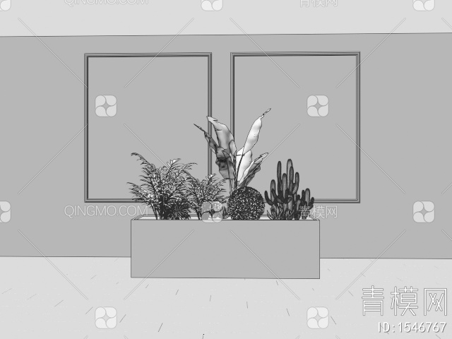 花箱 绿植堆 植物组合3D模型下载【ID:1546767】