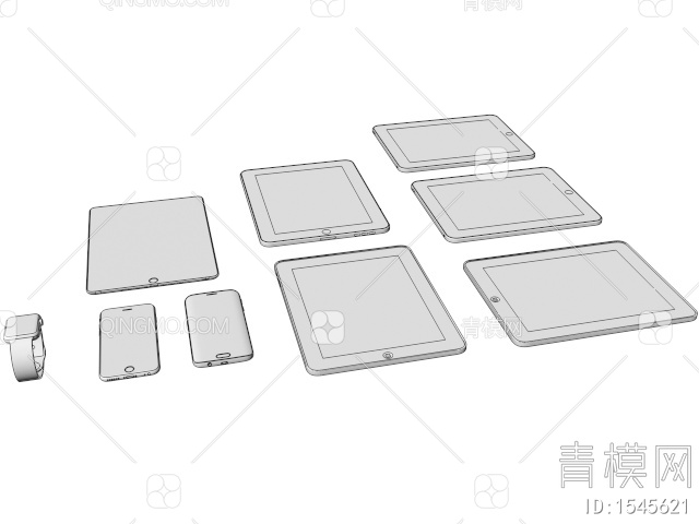 数码电子产品 苹果平板电脑3D模型下载【ID:1545621】