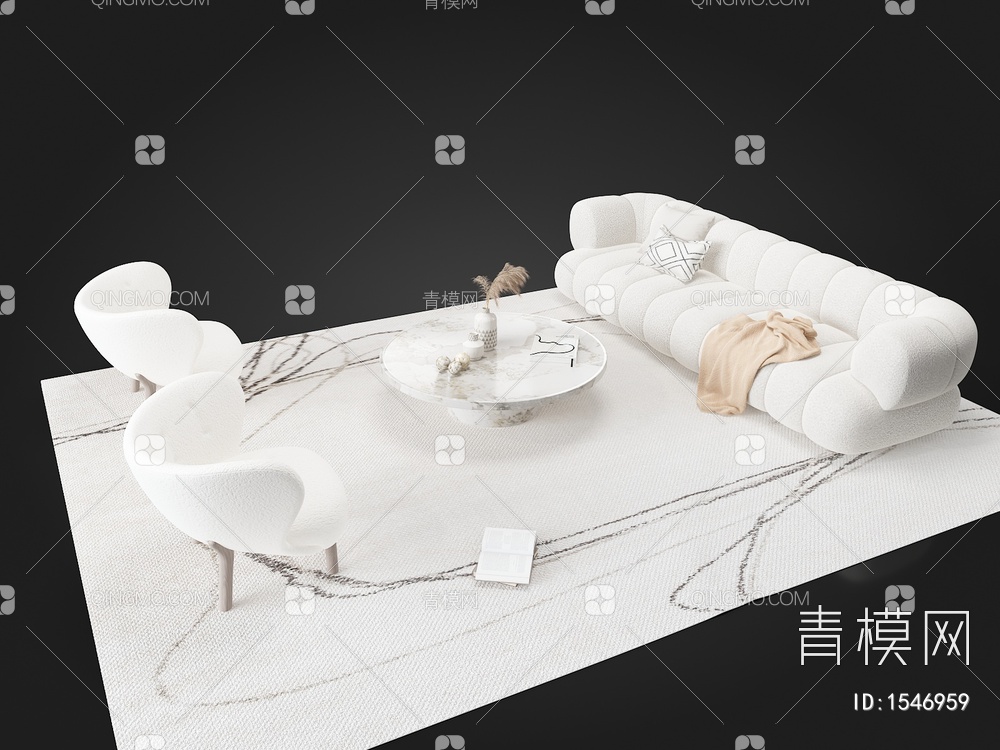 沙发茶几组合3D模型下载【ID:1546959】