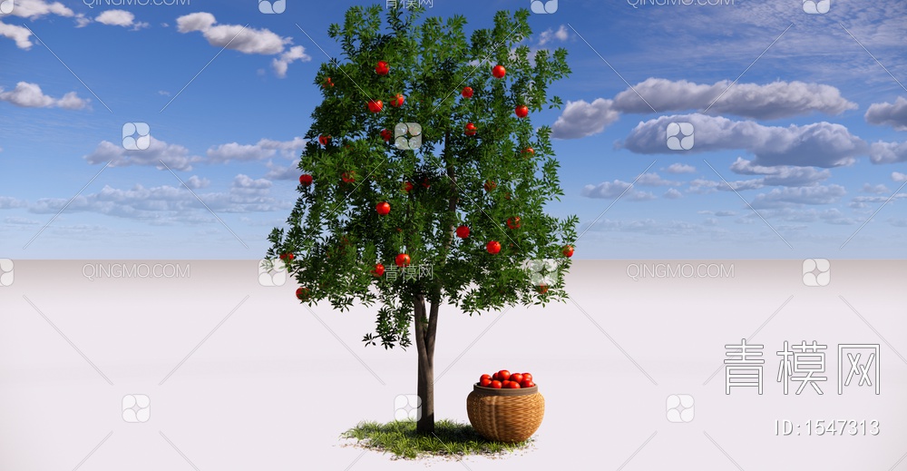 乔木 庭园果树 苹果树 红苹果SU模型下载【ID:1547313】