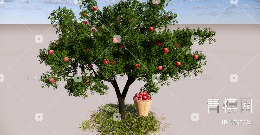 乔木 庭园果树 苹果树 景观树 红苹果SU模型下载【ID:1547334】