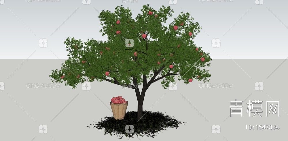乔木 庭园果树 苹果树 景观树 红苹果SU模型下载【ID:1547334】