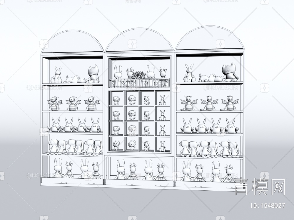 商场货架 零食柜 化妆品柜 玩具柜3D模型下载【ID:1548027】