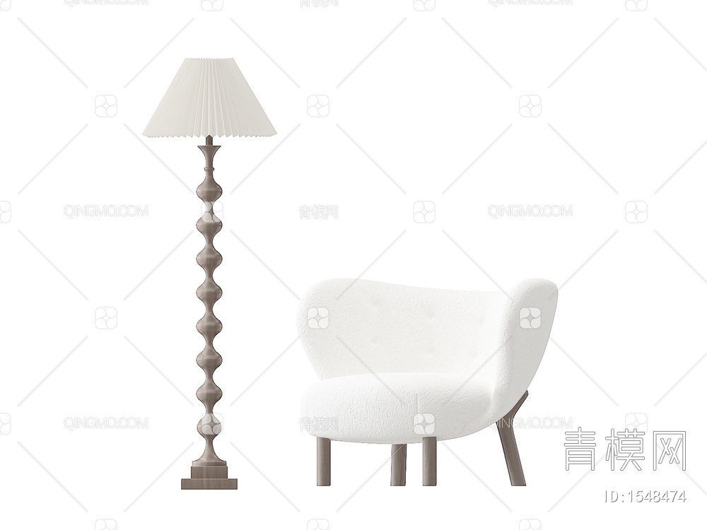 单人沙发椅落地灯3D模型下载【ID:1548474】