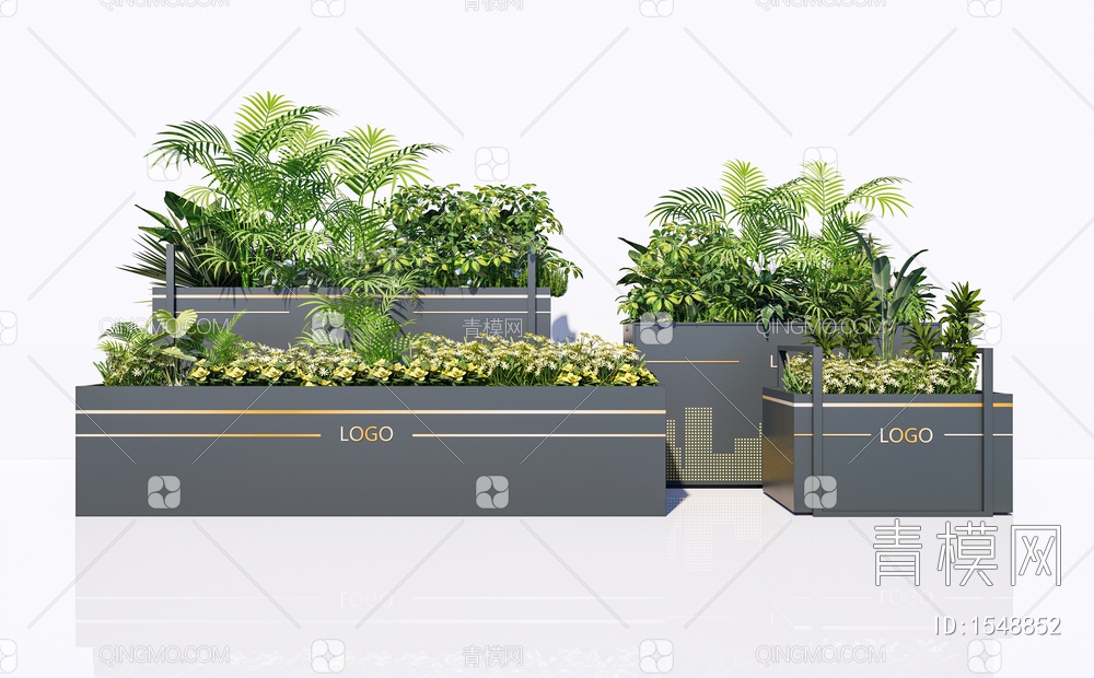 花箱 外摆花箱 植物盆栽 植物组合 花坛花箱 花箱 移动种植池SU模型下载【ID:1548852】