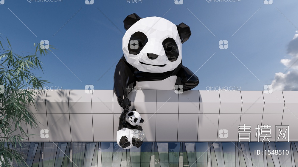 熊猫雕塑  熊猫雕塑小品 创意熊猫雕塑 几何熊猫雕塑 商业景观网红装置SU模型下载【ID:1548510】