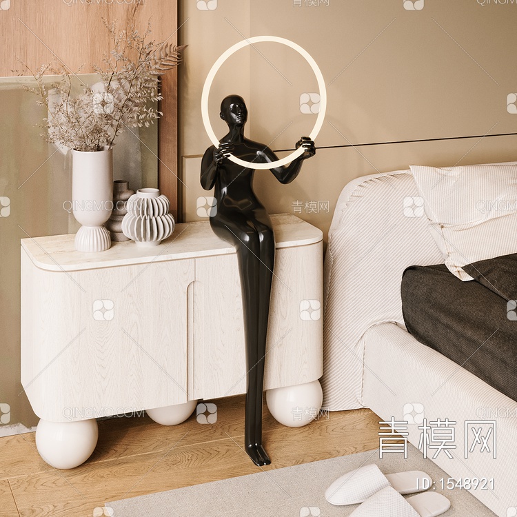 床头柜，摆件，雕塑3D模型下载【ID:1548921】