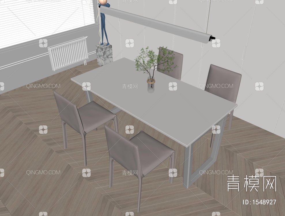 餐桌椅组合SU模型下载【ID:1548927】