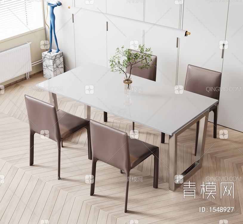 餐桌椅组合SU模型下载【ID:1548927】