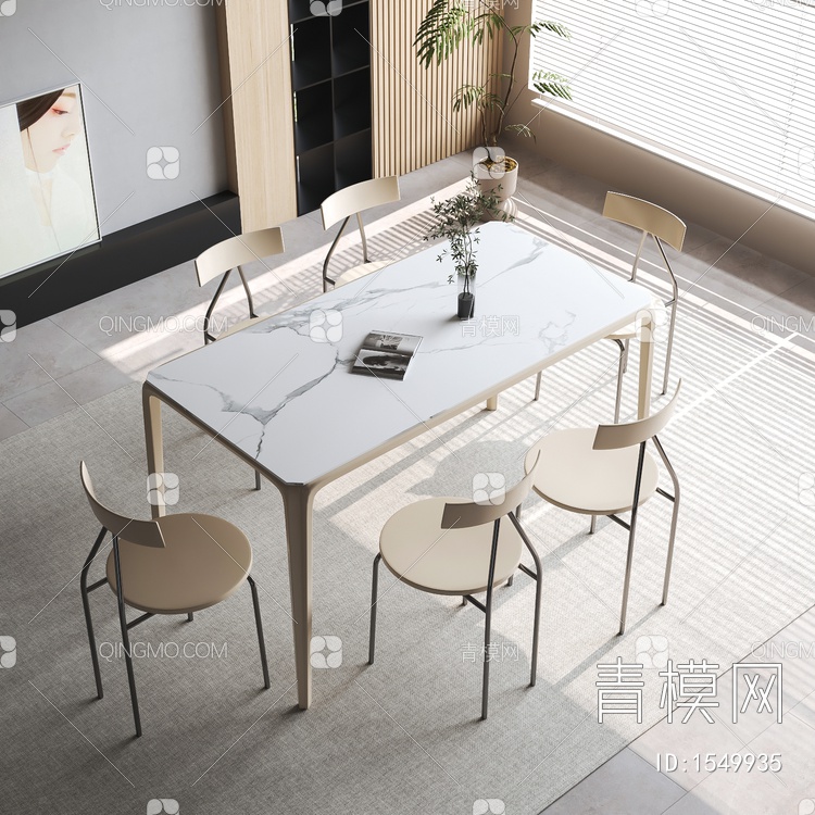 餐桌椅组合 桌子 饰品 摆件3D模型下载【ID:1549935】