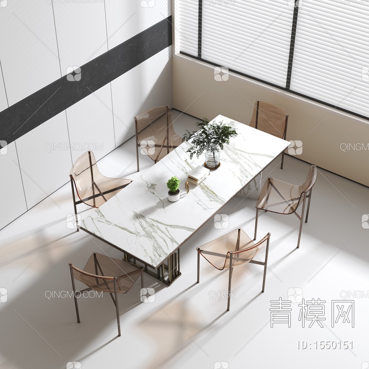 亚克力餐桌椅3D模型下载【ID:1550151】