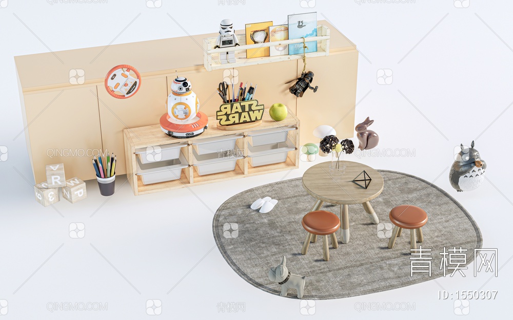 儿童桌椅 儿童家具 儿童玩具 儿童摆件SU模型下载【ID:1550307】