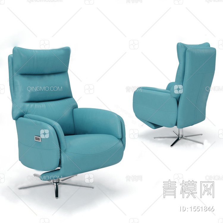 青色皮革办公椅大班椅3D模型下载【ID:1551846】