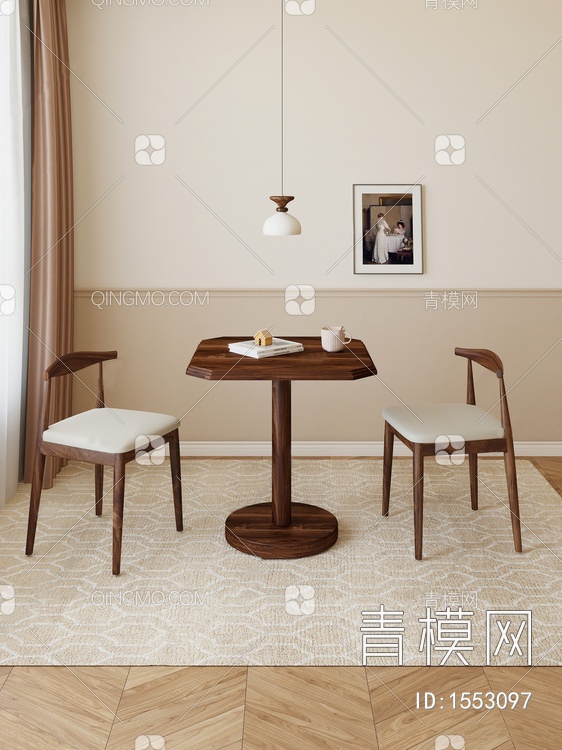 餐桌椅组合SU模型下载【ID:1553097】