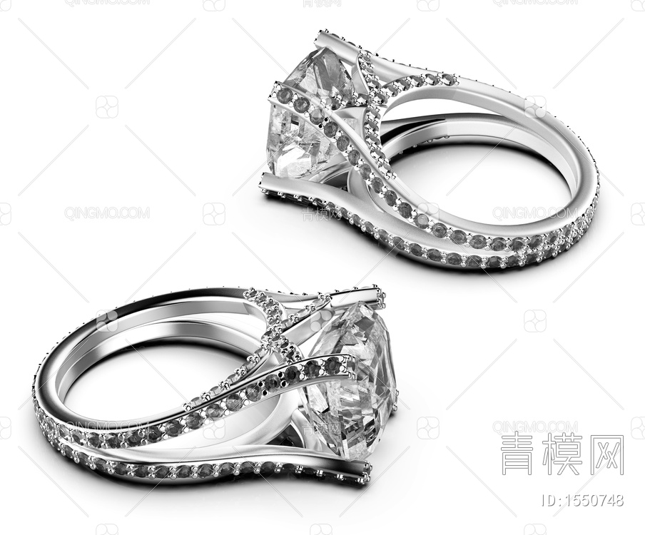 珠宝首饰 钻石戒指3D模型下载【ID:1550748】