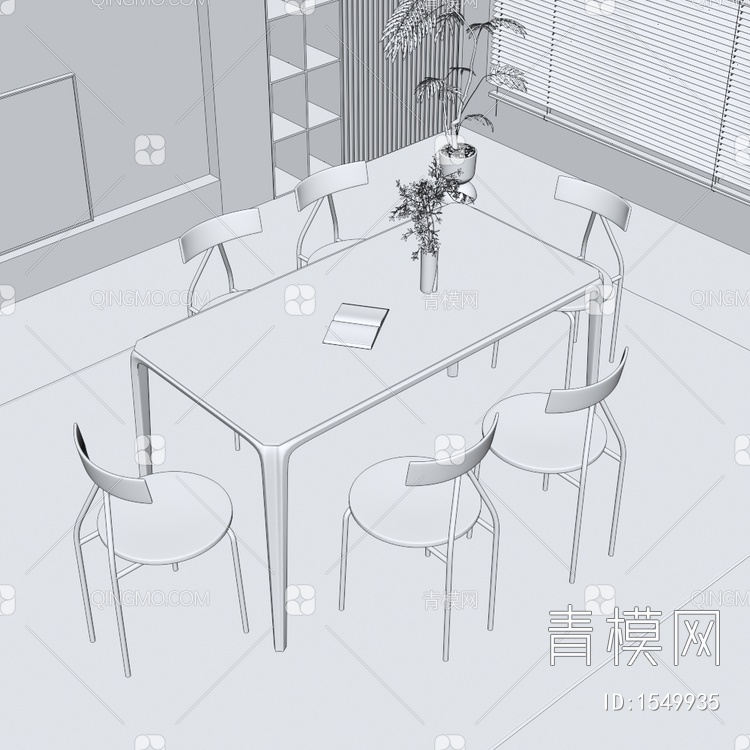 餐桌椅组合 桌子 饰品 摆件3D模型下载【ID:1549935】