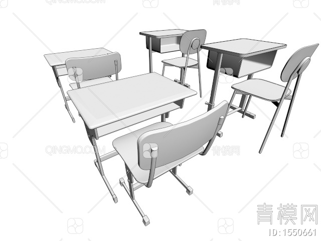 课桌椅3D模型下载【ID:1550661】