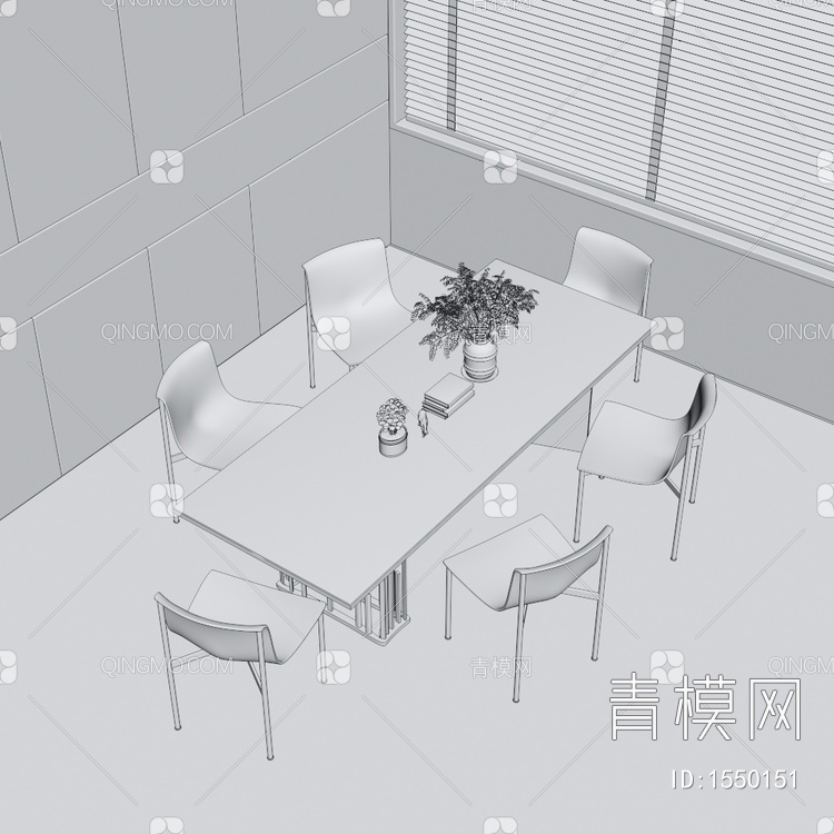 亚克力餐桌椅3D模型下载【ID:1550151】
