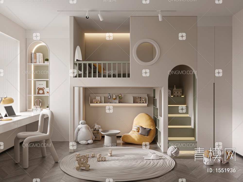 儿童房 卧室3D模型下载【ID:1551936】