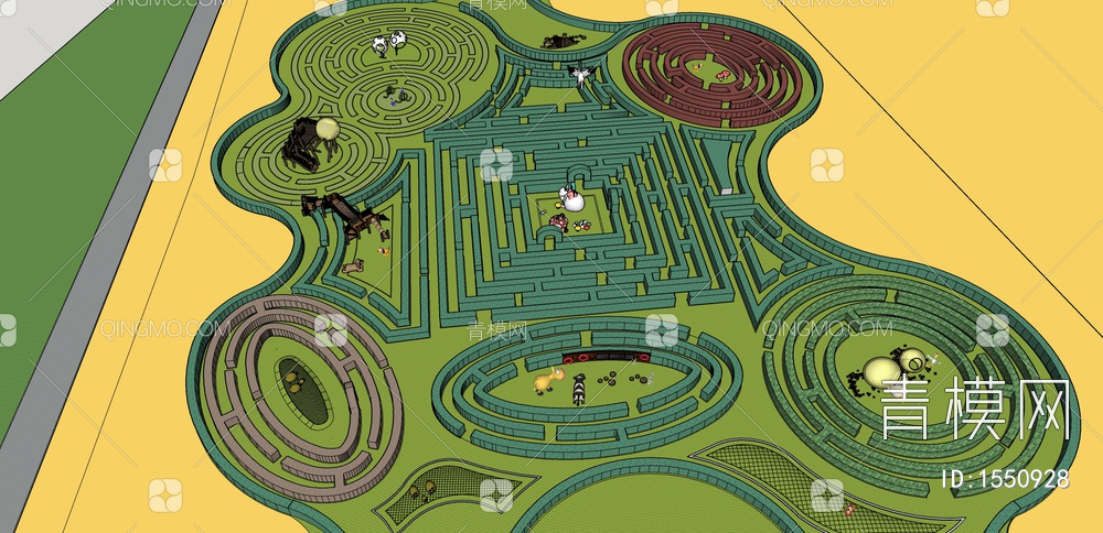 植物儿童乐园绿色迷宫SU模型下载【ID:1550928】