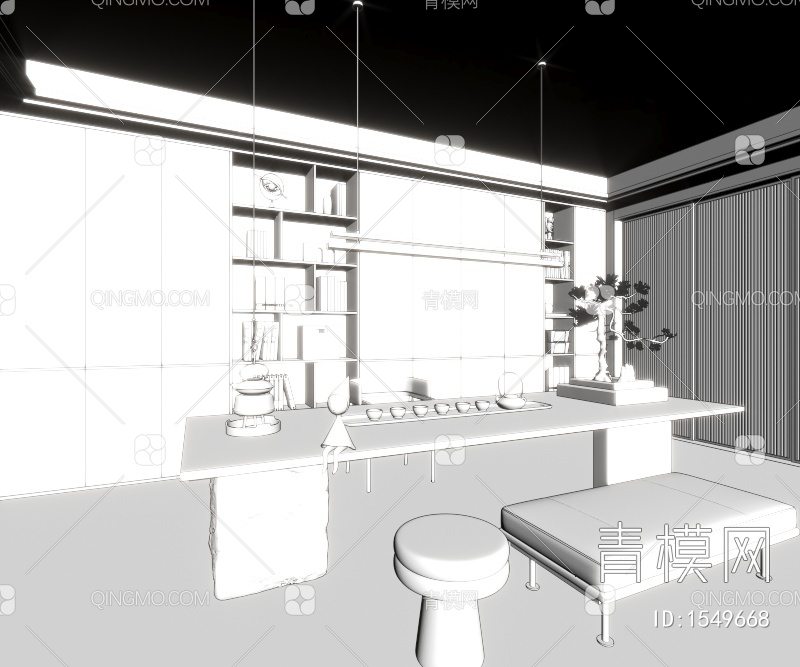 茶室，休闲区，地下室，楼梯3D模型下载【ID:1549668】