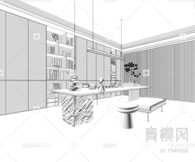 茶室，休闲区，地下室，楼梯3D模型下载【ID:1549668】