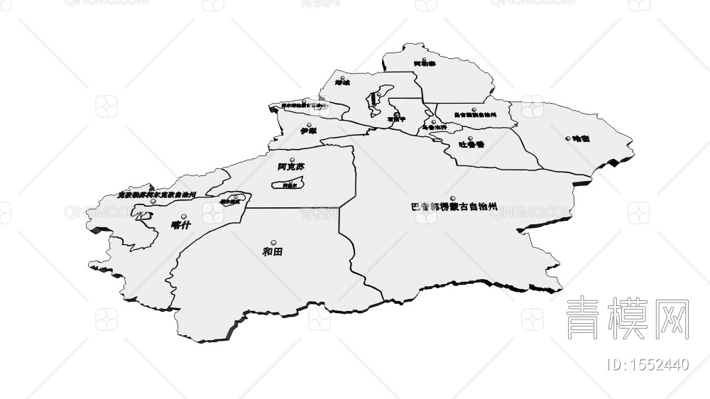 新疆地图3D模型下载【ID:1552440】