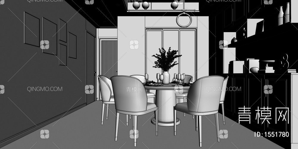 客餐厅 厨房3D模型下载【ID:1551780】