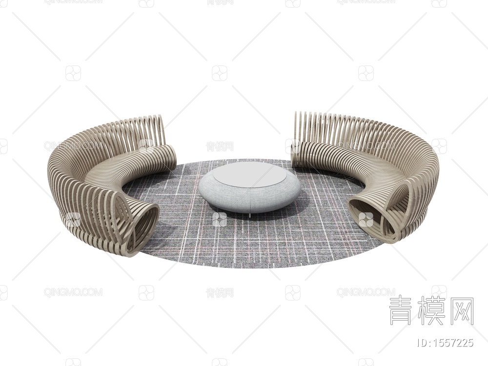 异形沙发茶几组合3D模型下载【ID:1557225】