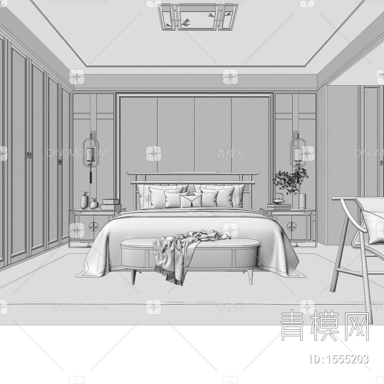 家居卧室3D模型下载【ID:1555203】