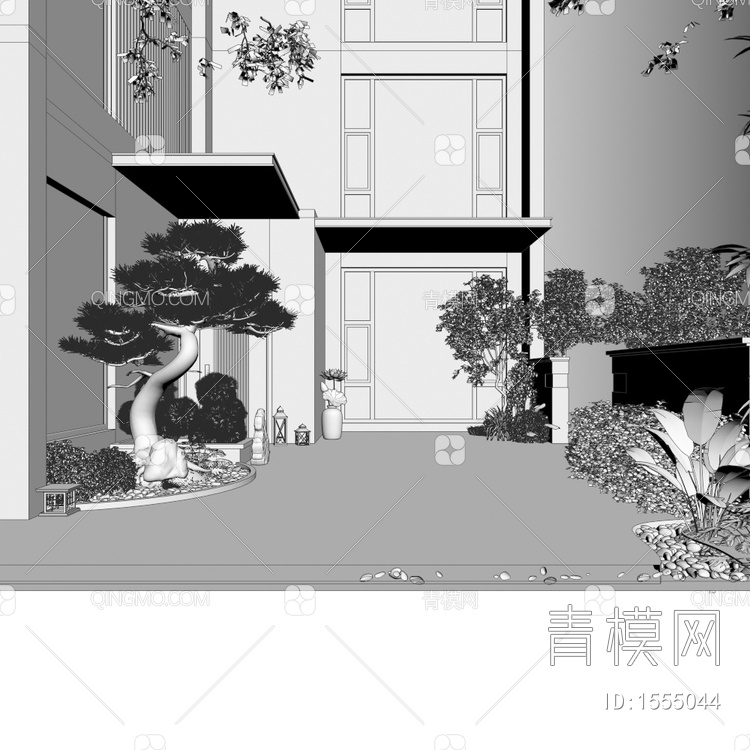 别墅庭院3D模型下载【ID:1555044】